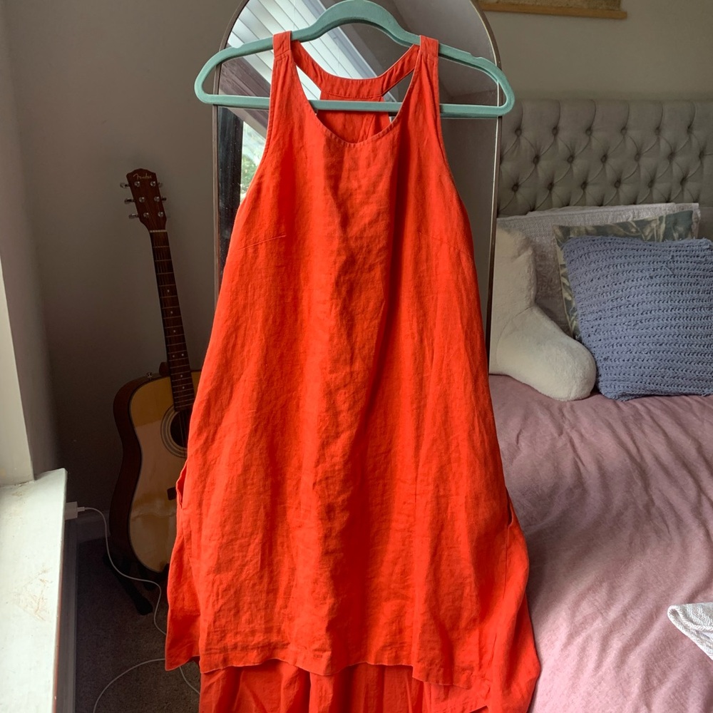 Vibrant Orange Sleeveless Dress